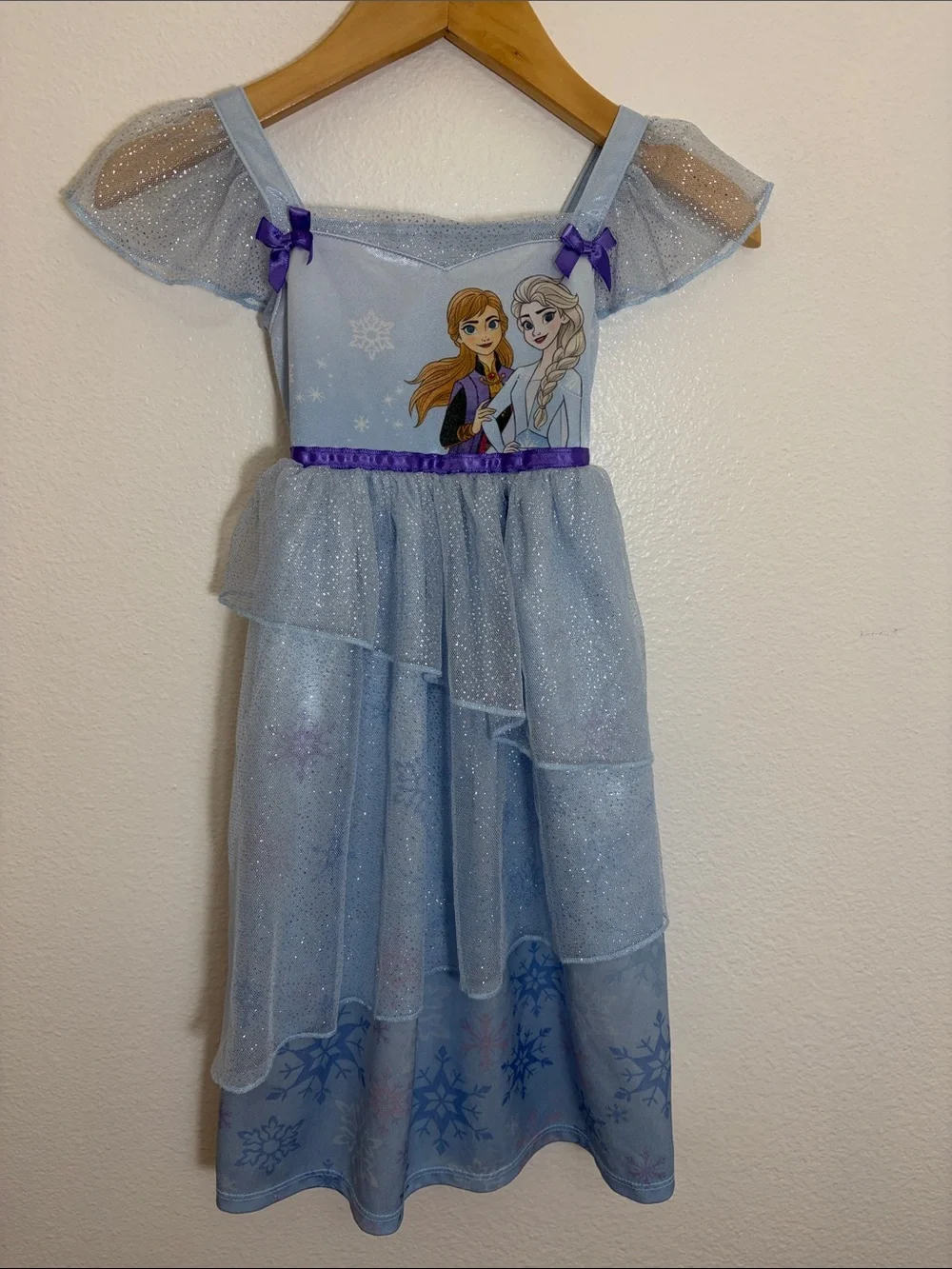 Disney Frozen Light Blue Elsa Anna Glitter Princess Nightgown